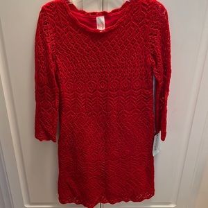 NWT Cat & Jack Red Dress Crochet Size Large 10-12